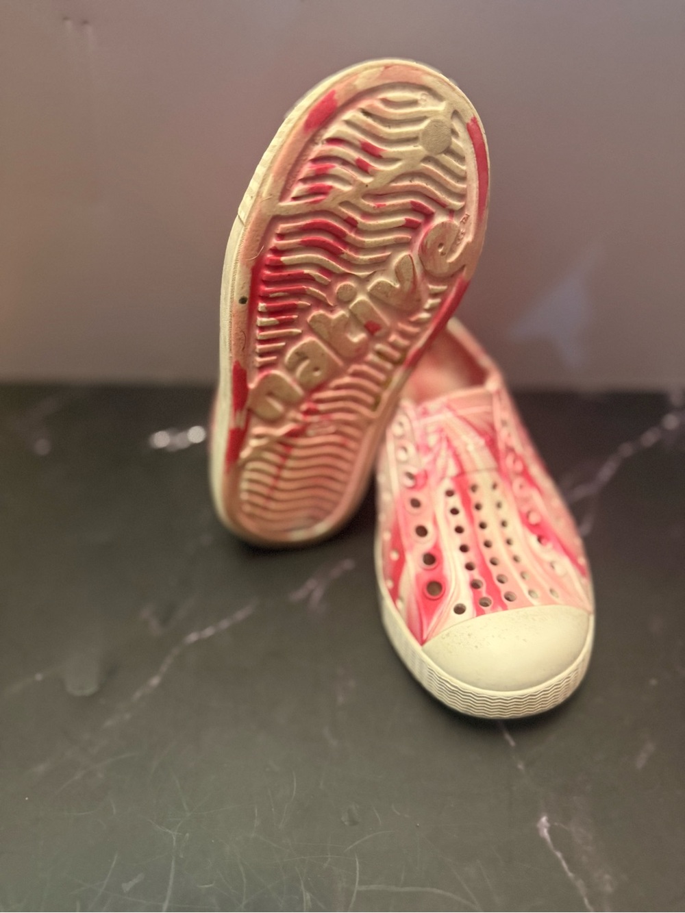 Native Kids Slip-On Sneakers in Pink and Cream